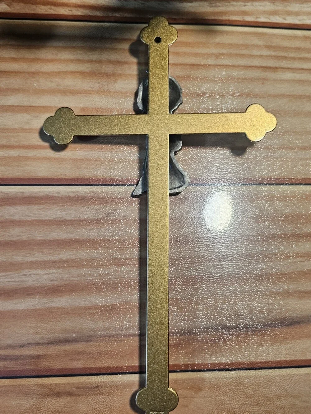Gorham Gold Tone Wall Cross With Silver Praying Girl Religious Decor 5